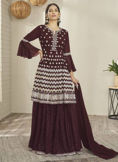 Plum Red Colour ZR V5 Gulzar New Latest Designer Festive Wear Georgette Salwar Suit Collection 1017